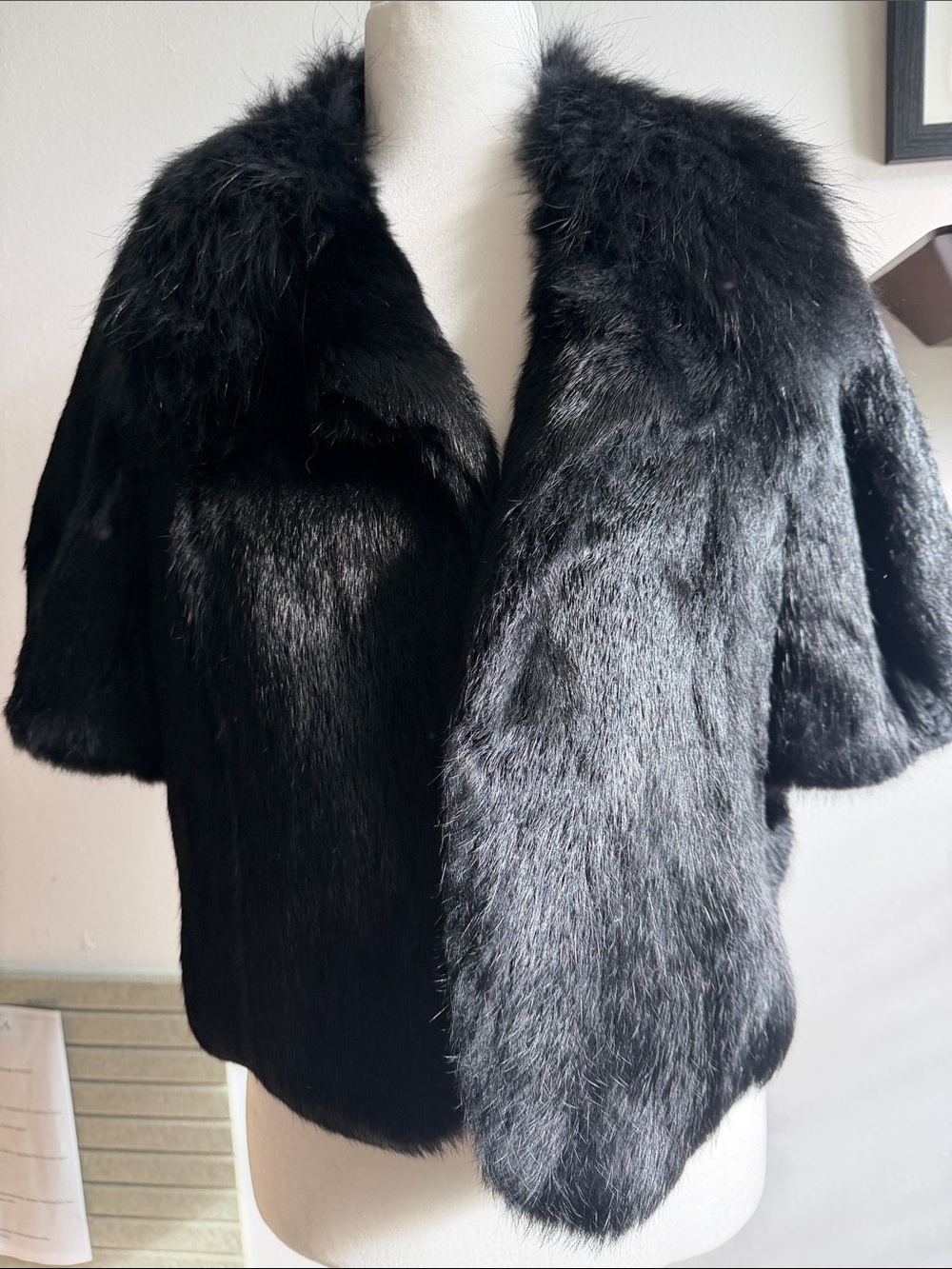 Diana Rosh Couture NYC Black Real Rabbit Fur Jacket